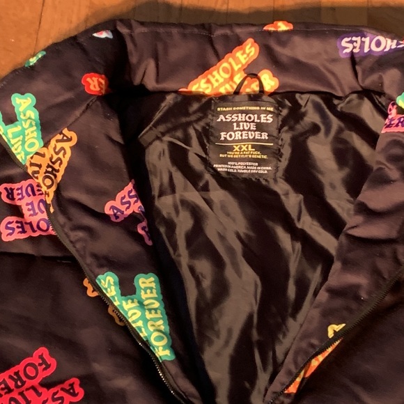 ALF Unisex Black Multicolor Logos Heavyweight Puffer Jacket | XXL - Picture 10 of 11